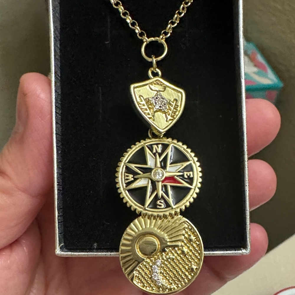 Gold Compass Pendant Necklace